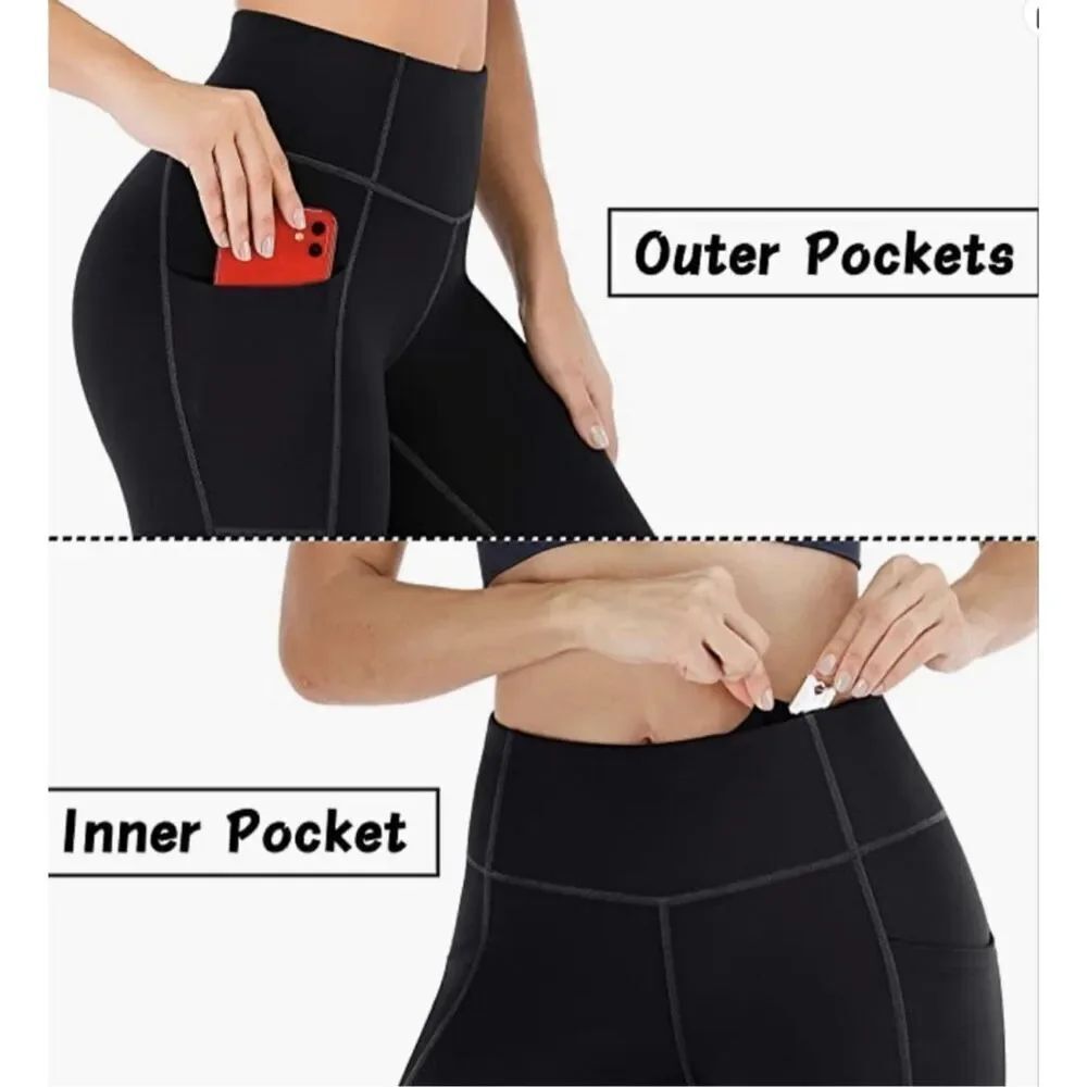 NWT Heathyoga Black High Waisted Yoga Workout Tummy Control Leggings Pants - XXL - Picture 3 of 6